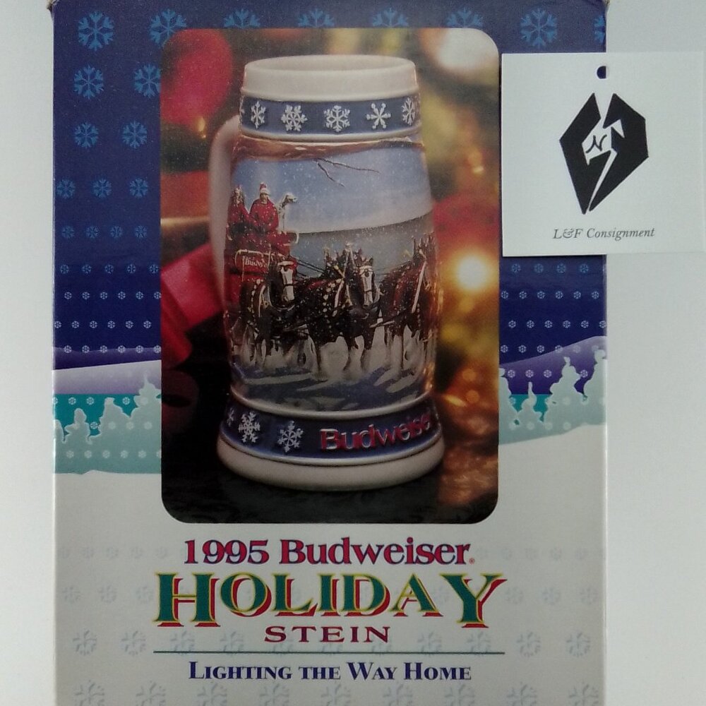 Vintage 1995 Budweiser Holiday Stein "Lighting The Way Home" - Orginal Box